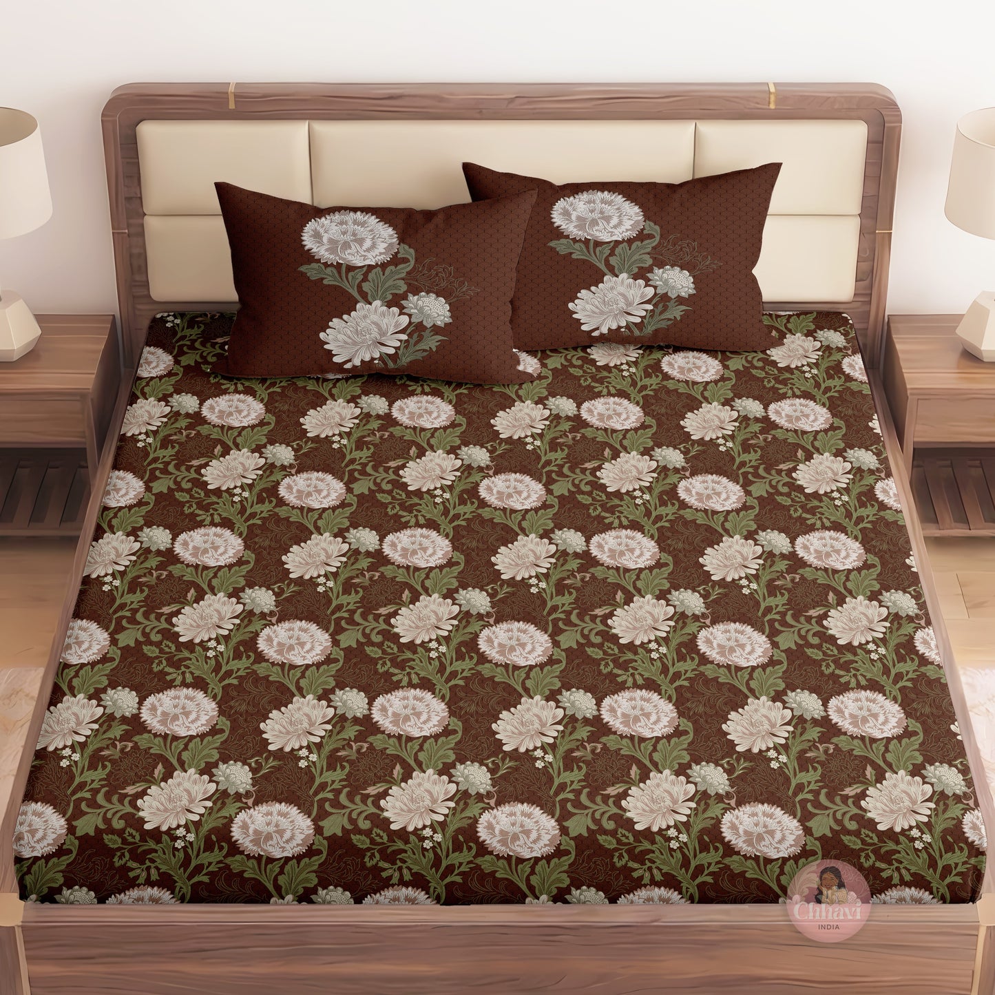 CHHAVI INDIA 210 TC Microfiber Printed King Size Bedsheet With Pillow Covers