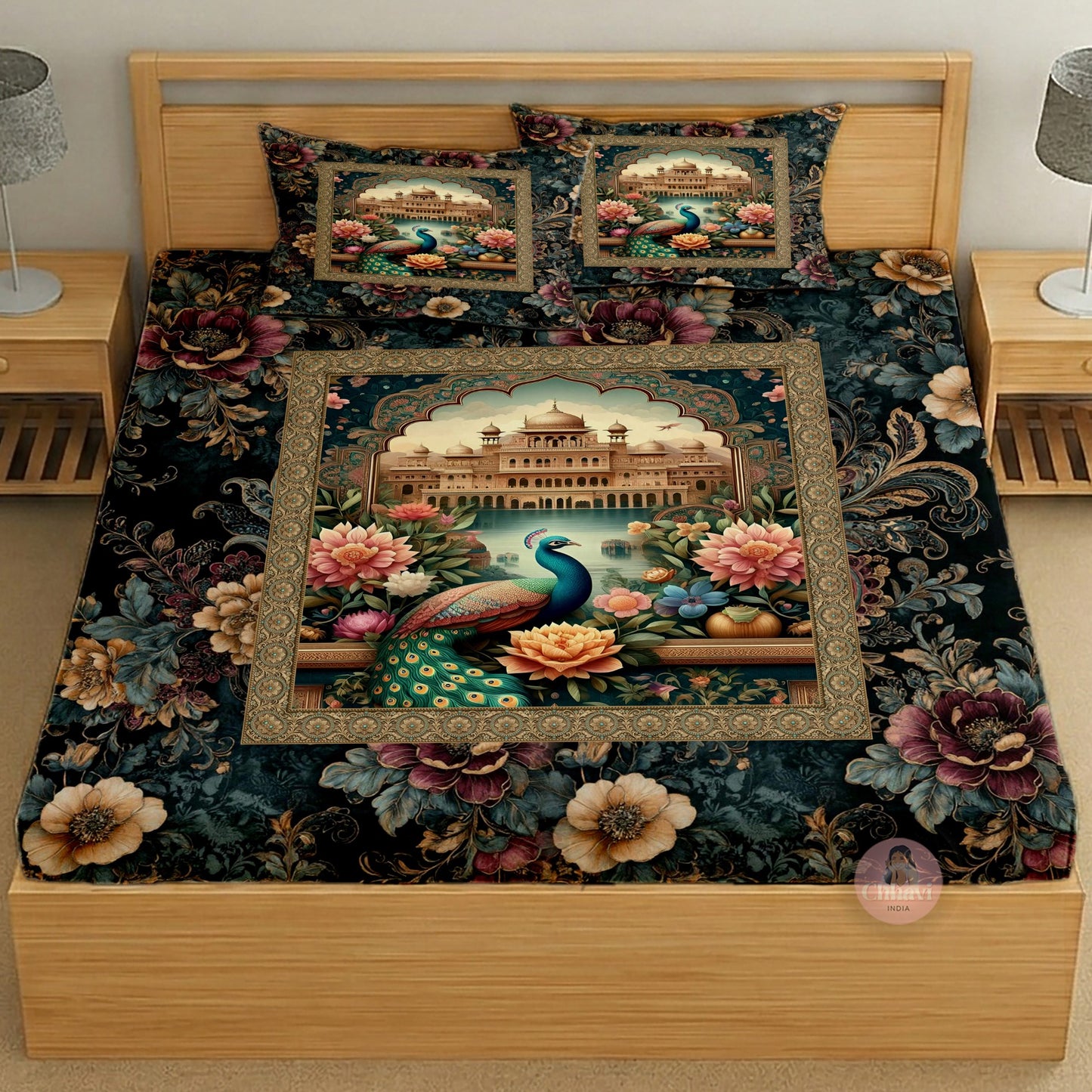 CHHAVI INDIA 210 TC Microfiber Printed King Size Bedsheet With 2 Pillow Covers