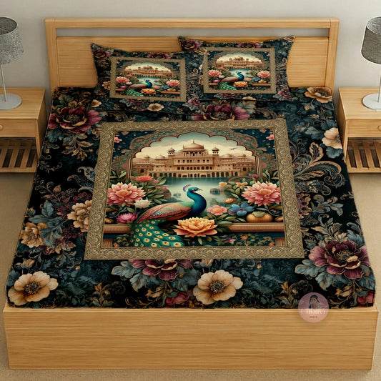CHHAVI INDIA 210 TC Microfiber Printed King Size Bedsheet With 2 Pillow Covers