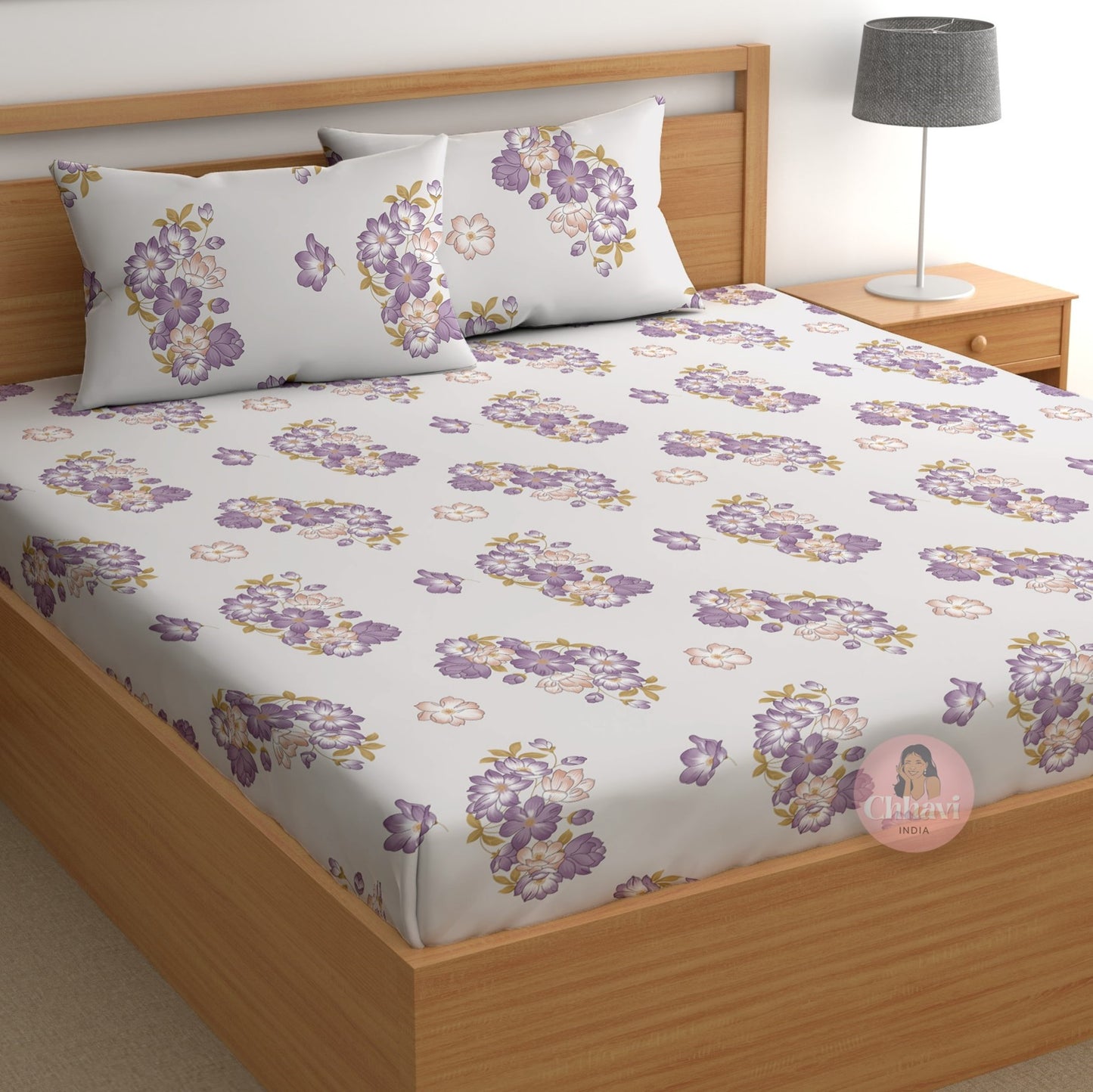 CHHAVI INDIA 180 TC Microfiber Printed Double Bedsheet With 2 Pillow Covers