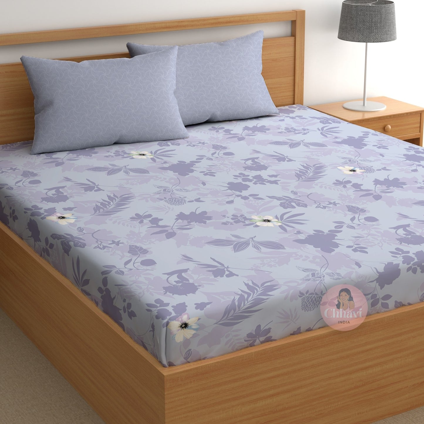 CHHAVI INDIA 210 TC Microfiber Printed King Size Bedsheet With 2 Pillow Covers