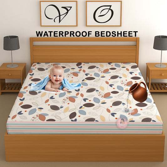 CHHAVI INDIA 210 TC Microfiber Waterproof Printed Fitted (Elastic) Bedsheet