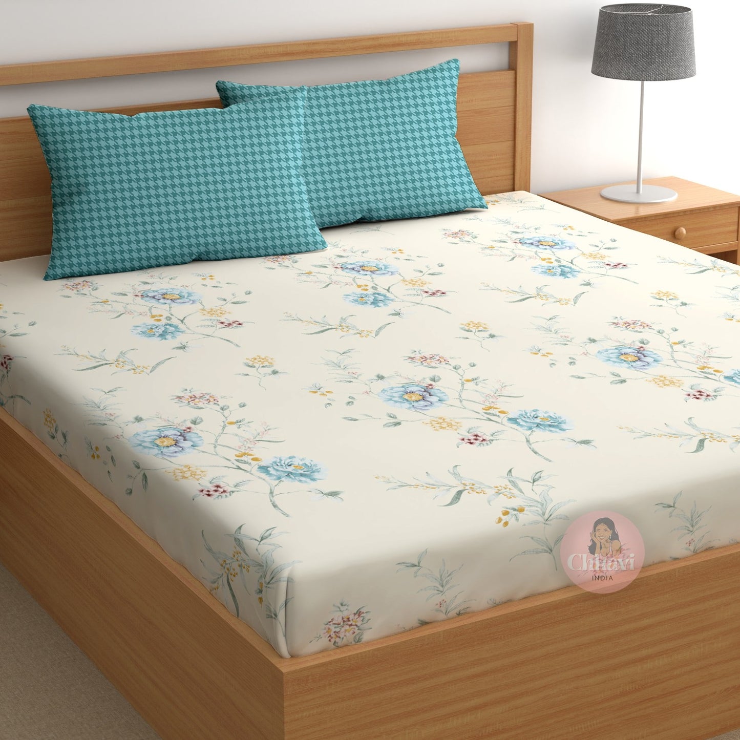 CHHAVI INDIA 210 TC Microfiber Printed King Size Bedsheet With 2 Pillow Covers