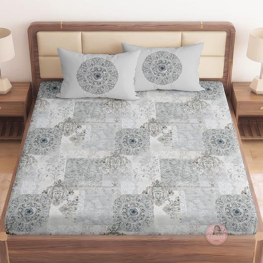 CHHAVI INDIA 210 TC Microfiber Printed King Size Bedsheet With Pillow Covers