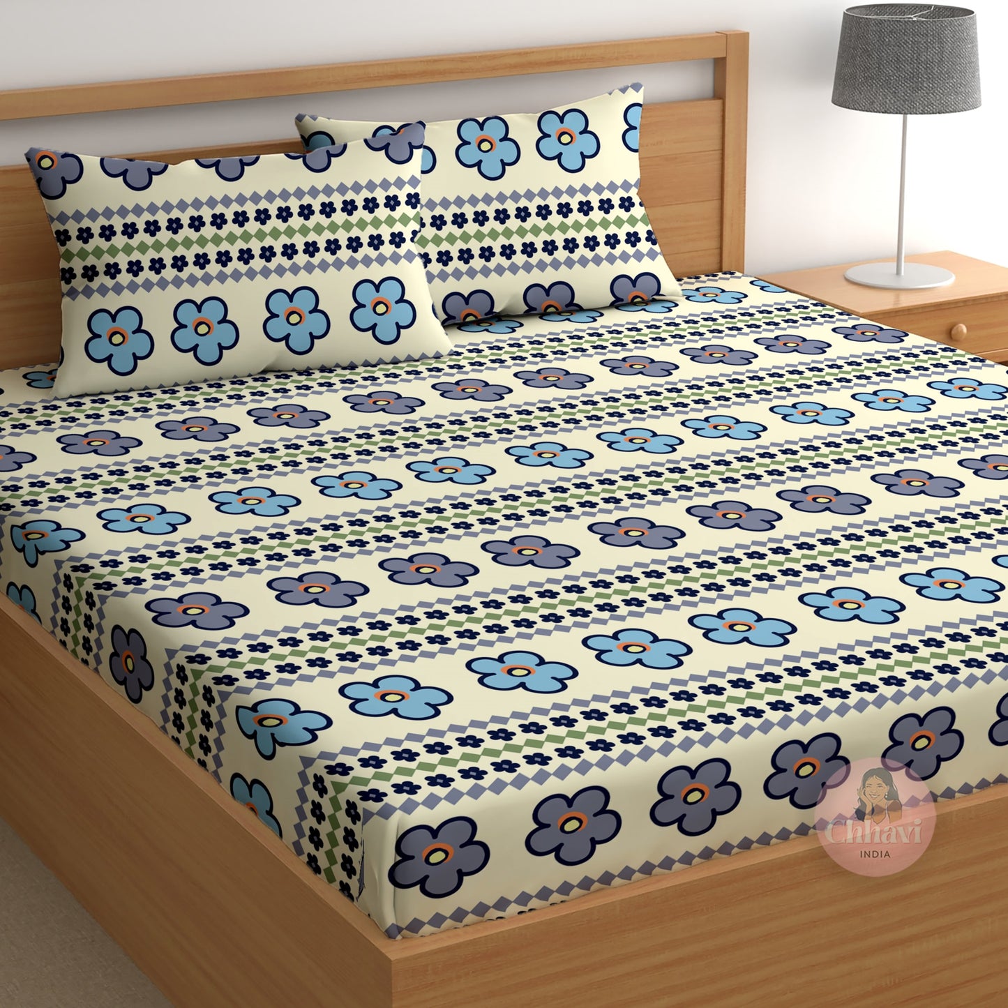 CHHAVI INDIA 210 TC Microfiber Printed Double Bedsheet With 2 Pillow Covers