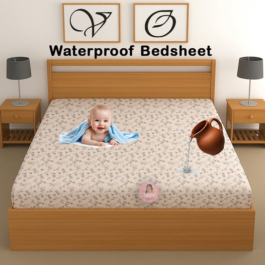 CHHAVI INDIA 210 TC Microfiber Waterproof Printed Fitted (Elastic) Bedsheet