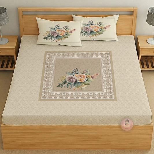 CHHAVI INDIA 210 TC Microfiber Printed King Size Bedsheet With 2 Pillow Covers