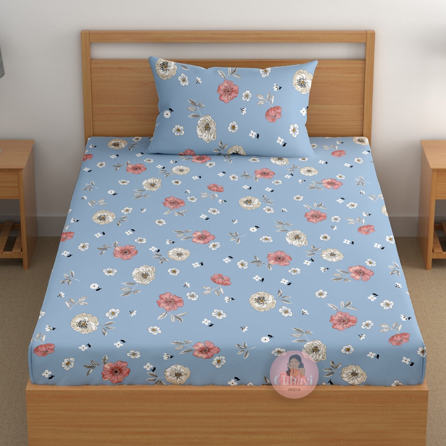 CHHAVI INDIA 180 TC Microfiber Printed Single Bedsheet With 1 Pillow Cover