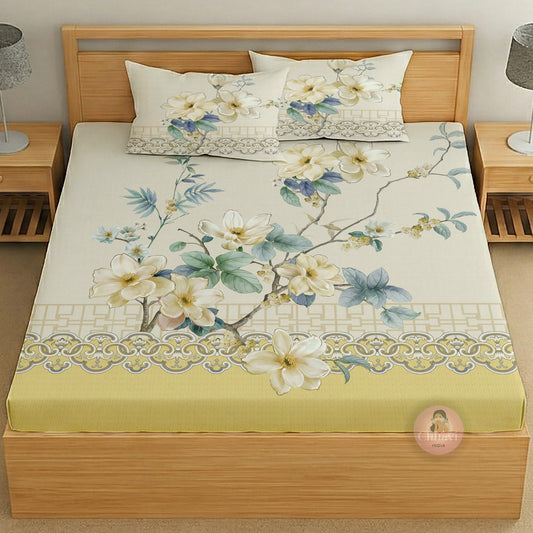 CHHAVI INDIA 210 TC Microfiber Printed King Size Bedsheet With 2 Pillow Covers