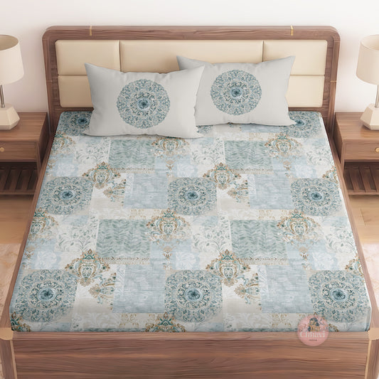 CHHAVI INDIA 210 TC Microfiber Printed King Size Bedsheet With Pillow Covers