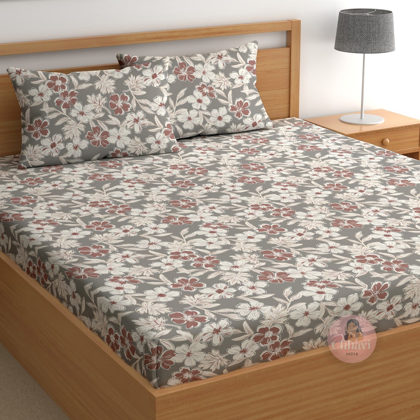 CHHAVI INDIA 210 TC Microfiber Printed Double Bedsheet With 2 Pillow Covers