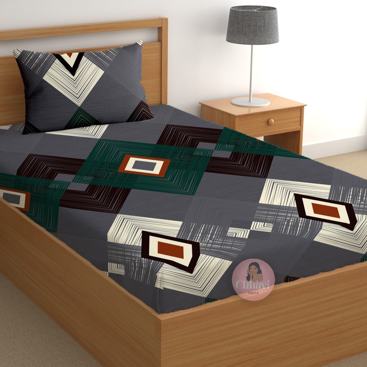 CHHAVI INDIA 180 TC Microfiber Printed Single Bedsheet With 1 Pillow Cover