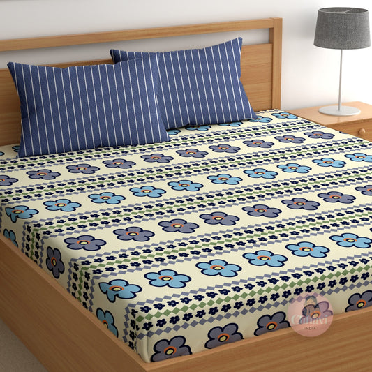 CHHAVI INDIA 210 TC Microfiber Printed King Size Bedsheet With Pillow Covers