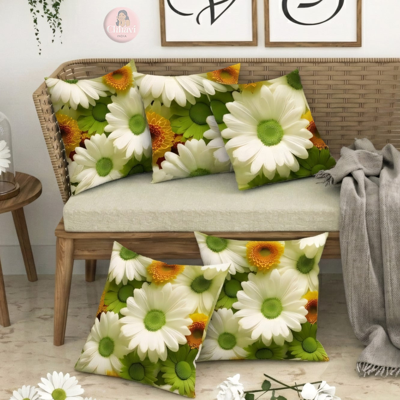 CHHAVI INDIA Microfiber Cushions Cover Pack of 5
