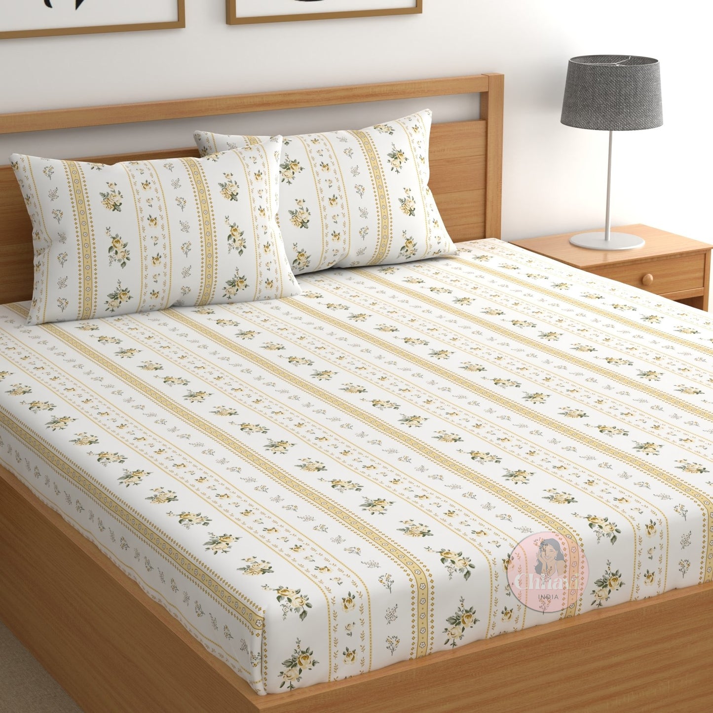 CHHAVI INDIA 210 TC Microfiber Printed Double Bedsheet With Pillow Covers