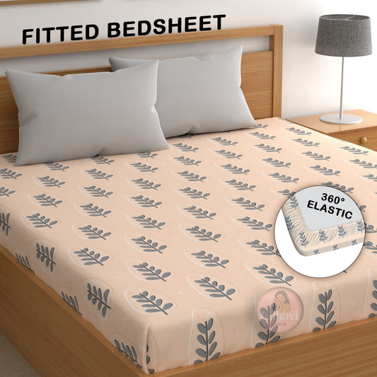 CHHAVI INDIA 210 TC Microfiber Double Fitted  Size Printed Bedsheet