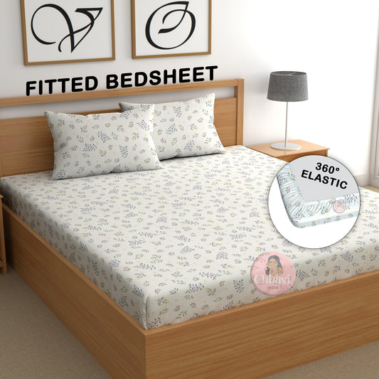 CHHAVI INDIA 210 TC Microfiber Fitted Double Size Printed Bedsheet With 2 Pillow covers