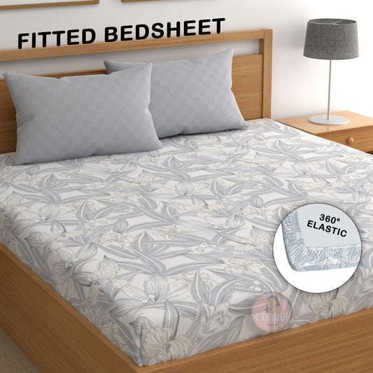 CHHAVI INDIA 210 TC Microfiber Double Fitted  Size Printed Bedsheet