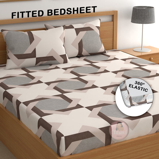 CHHAVI INDIA 210 TC Microfiber Double Fitted  Size Printed Bedsheet