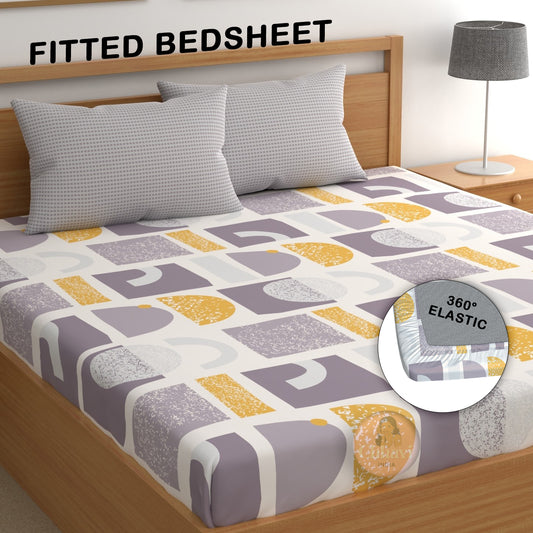 CHHAVI INDIA 210 TC Microfiber Double Fitted  Size Printed Bedsheet