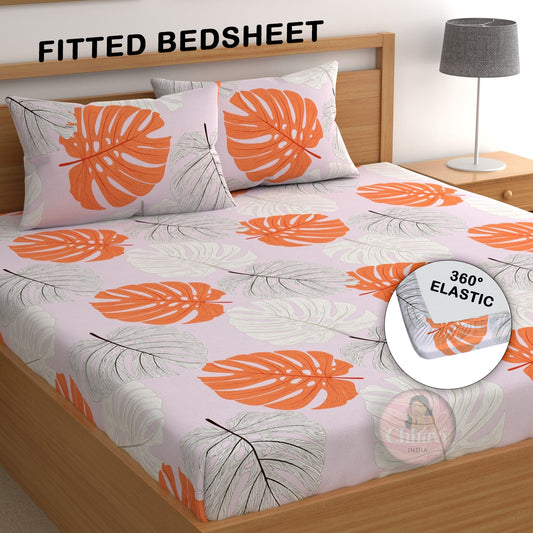 CHHAVI INDIA 210 TC Microfiber Double Fitted  Size Printed Bedsheet
