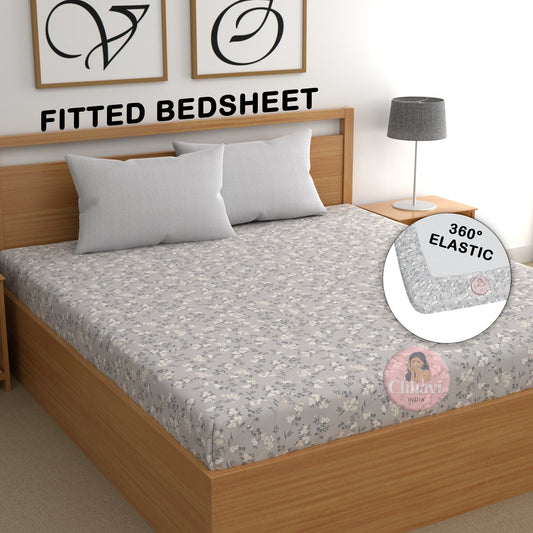 CHHAVI INDIA 210 TC Microfiber Double Fitted  Size Printed Bedsheet