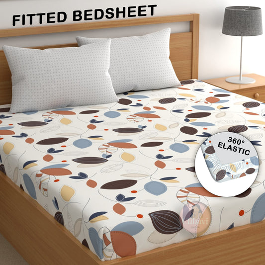 CHHAVI INDIA 210 TC Microfiber Double Fitted  Size Printed Bedsheet
