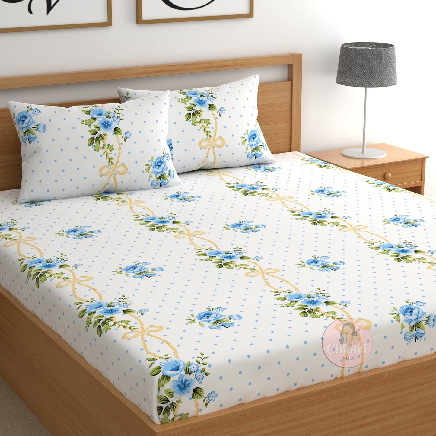 CHHAVI INDIA 210 TC Microfiber Printed Double Bedsheet With Pillow Covers