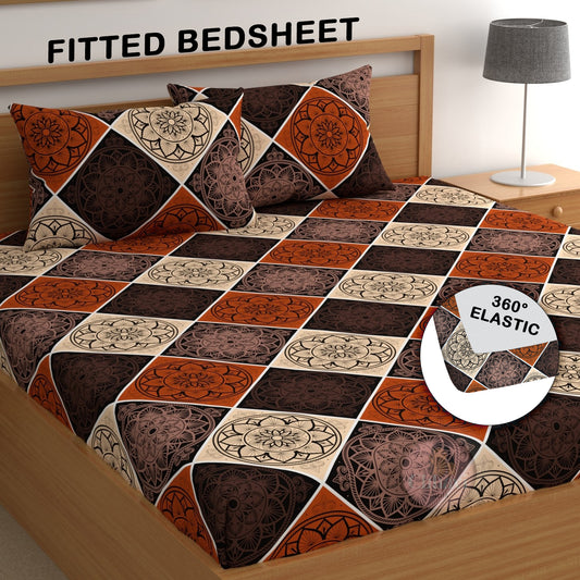 CHHAVI INDIA 210 TC Microfiber Double Fitted  Size Printed Bedsheet