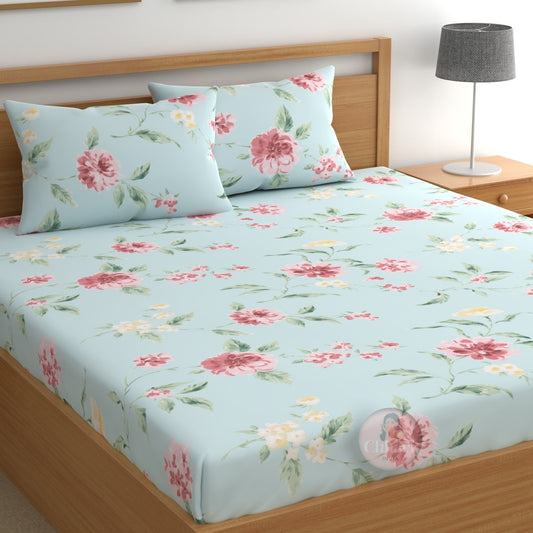 CHHAVI INDIA 210 TC Microfiber Printed Double Bedsheet With 2 Pillow Covers