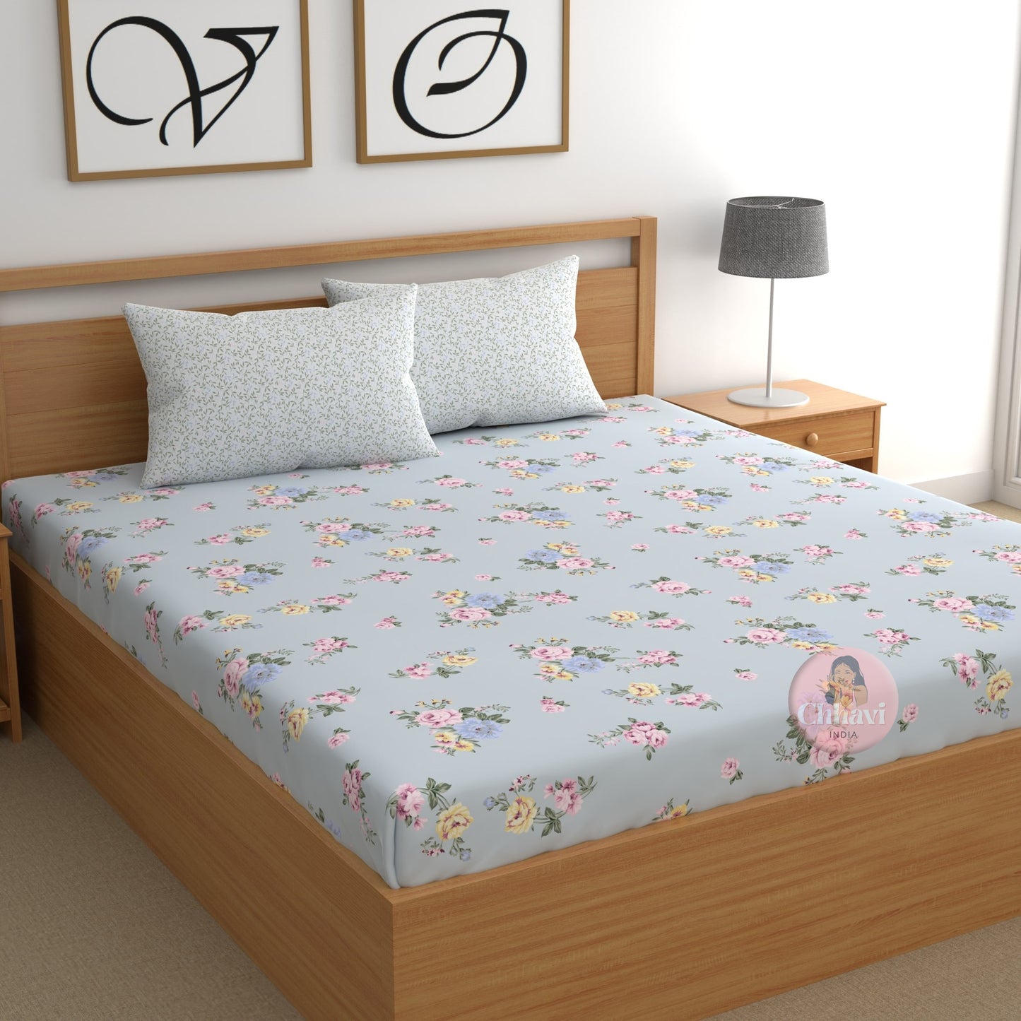 CHHAVI INDIA 210 TC Microfiber Printed Double Bedsheet With Pillow Covers