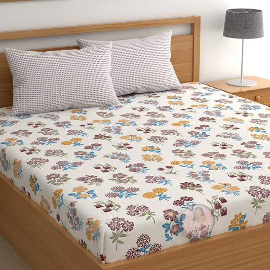 CHHAVI INDIA 210 TC Microfiber Printed King Size Bedsheet With Pillow Covers