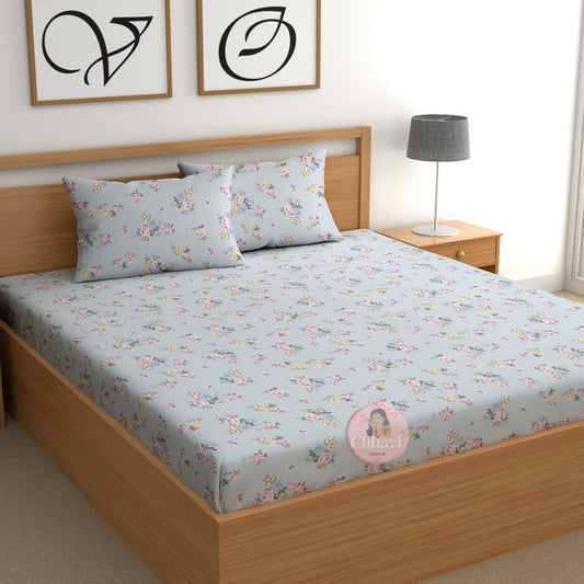CHHAVI INDIA 210 TC Microfiber Printed King Size Bedsheet With Pillow Covers