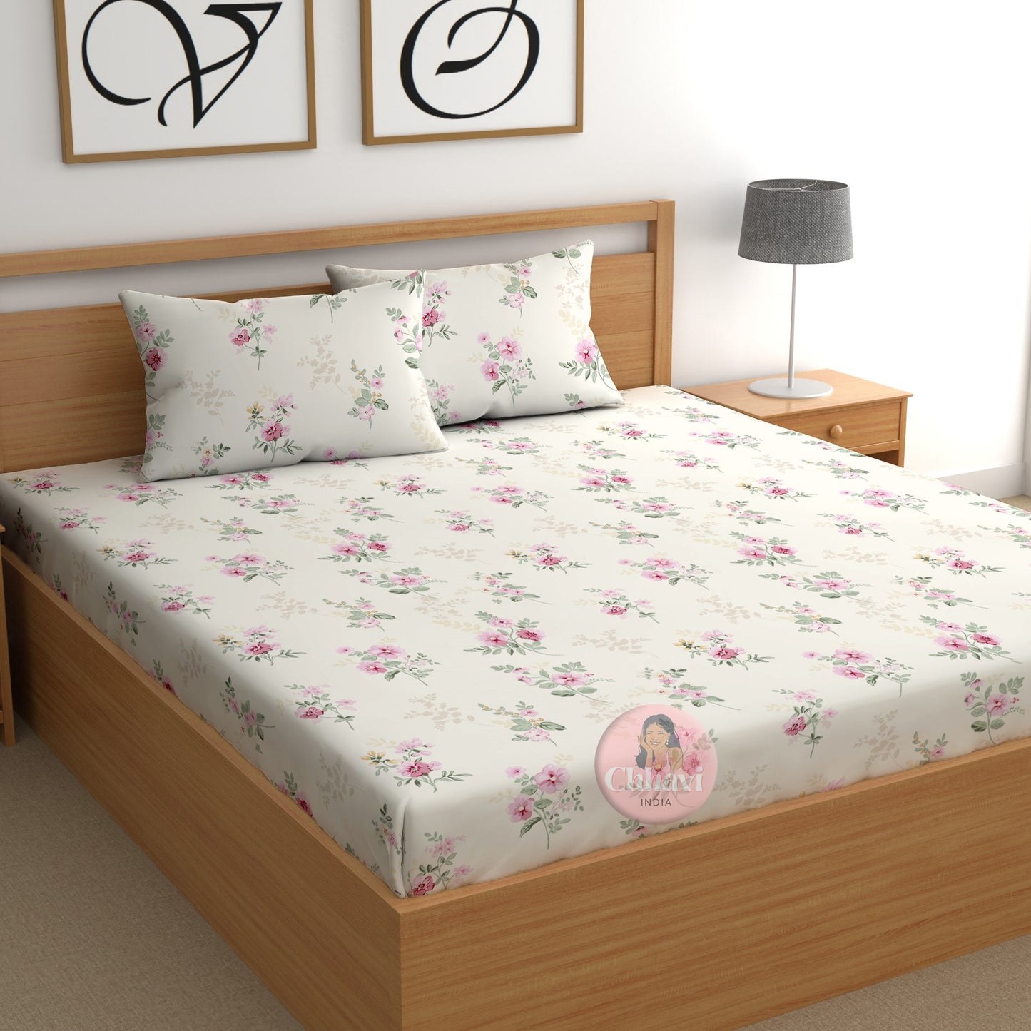 CHHAVI INDIA 210 TC Microfiber Printed King Size Bedsheet With Pillow Covers