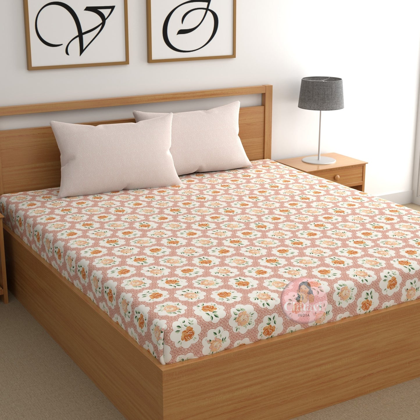 CHHAVI INDIA 210 TC Microfiber Printed Double Bedsheet With Pillow Covers