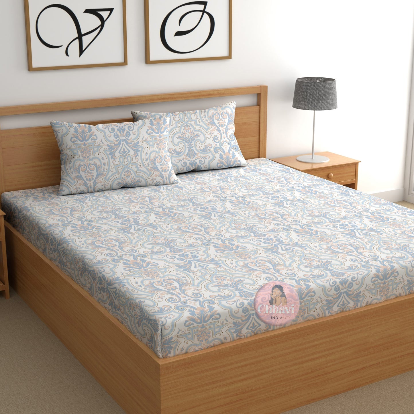 CHHAVI INDIA 210 TC Microfiber Printed King Size Bedsheet With Pillow Covers