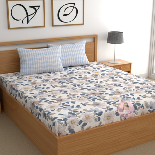 CHHAVI INDIA 210 TC Microfiber Printed King Size Bedsheet With Pillow Covers