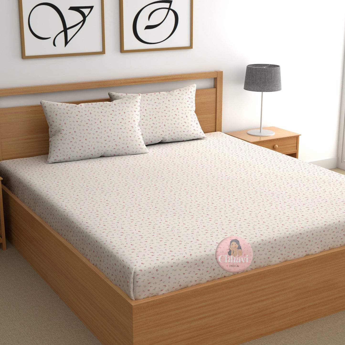 CHHAVI INDIA 210 TC Microfiber Printed King Size Bedsheet With Pillow Covers