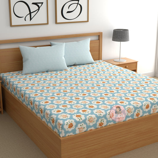 CHHAVI INDIA 210 TC Microfiber Printed Double Bedsheet With Pillow Covers