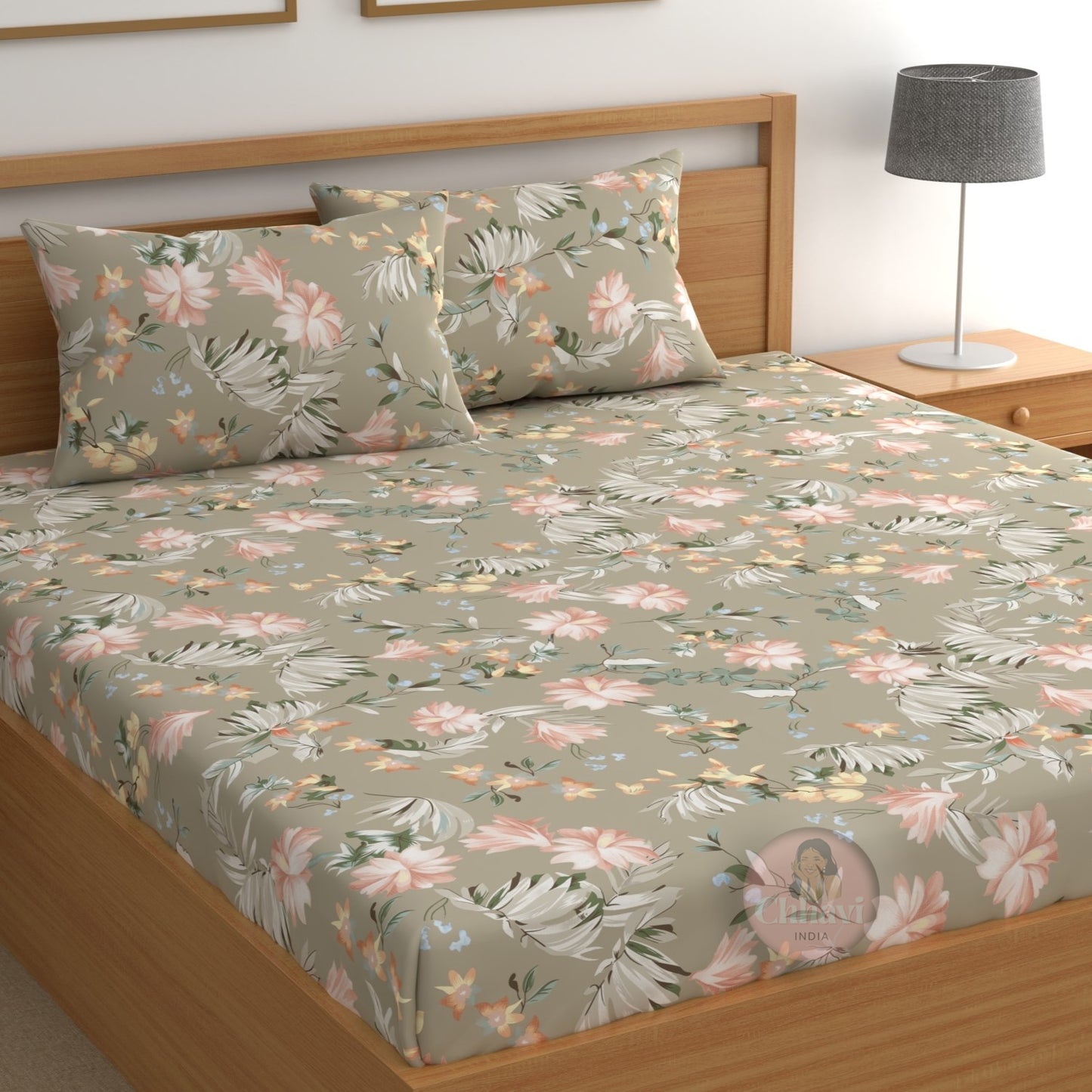 CHHAVI INDIA 210 TC Microfiber Printed Double Bedsheet With 2 Pillow Covers