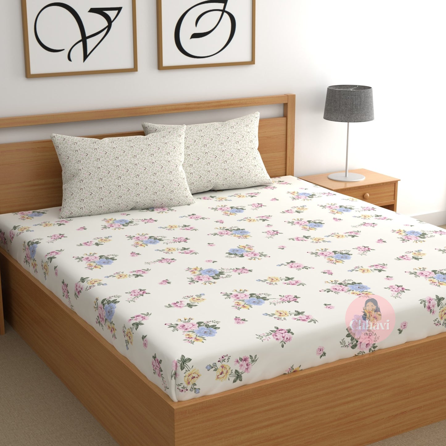 CHHAVI INDIA 210 TC Microfiber Printed Double Bedsheet With Pillow Covers