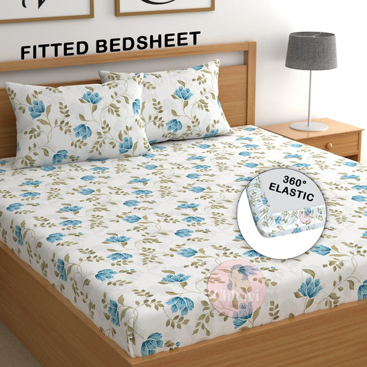 CHHAVI INDIA 210 TC Microfiber Double Fitted  Size Printed Bedsheet