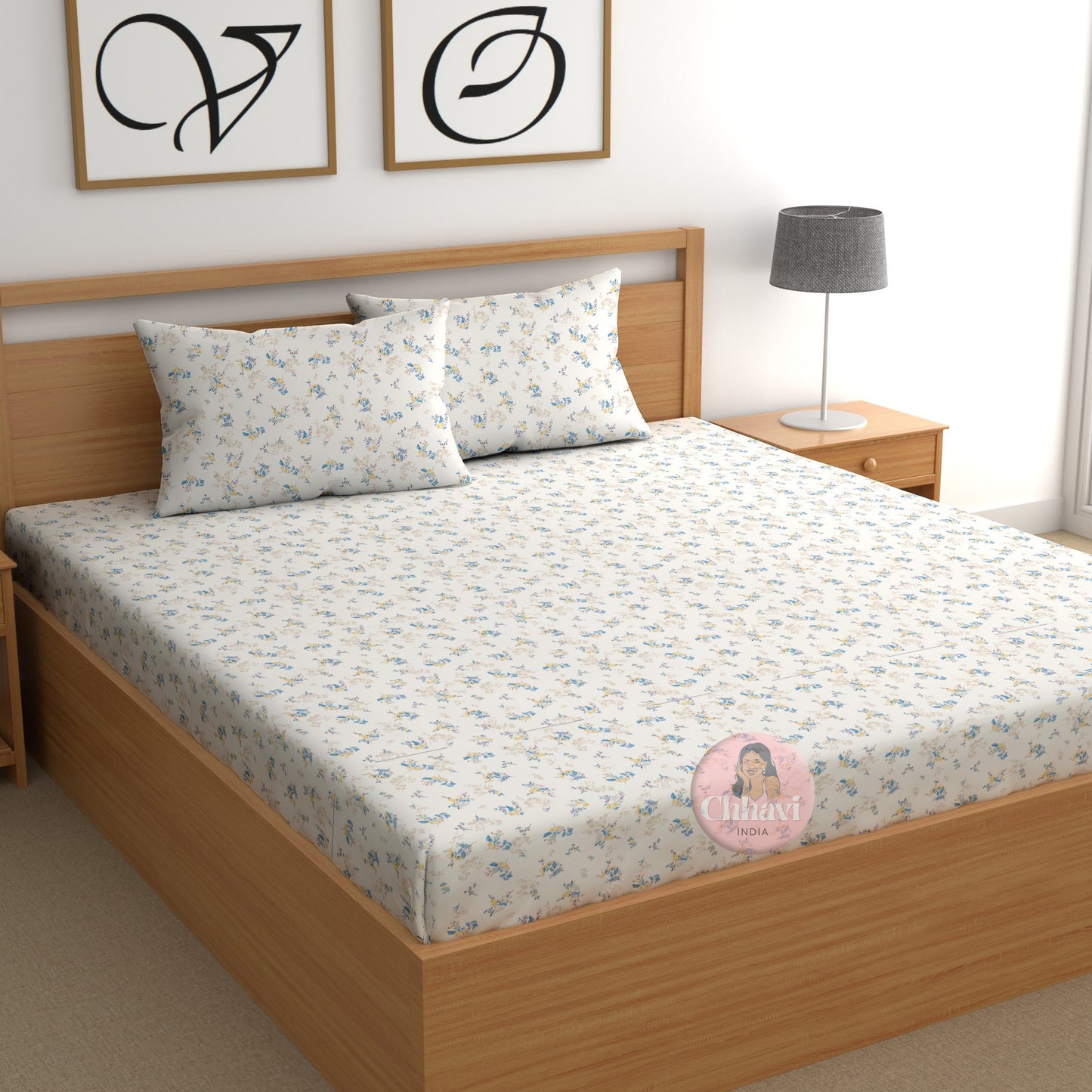 CHHAVI INDIA 210 TC Microfiber Printed King Size Bedsheet With Pillow Covers