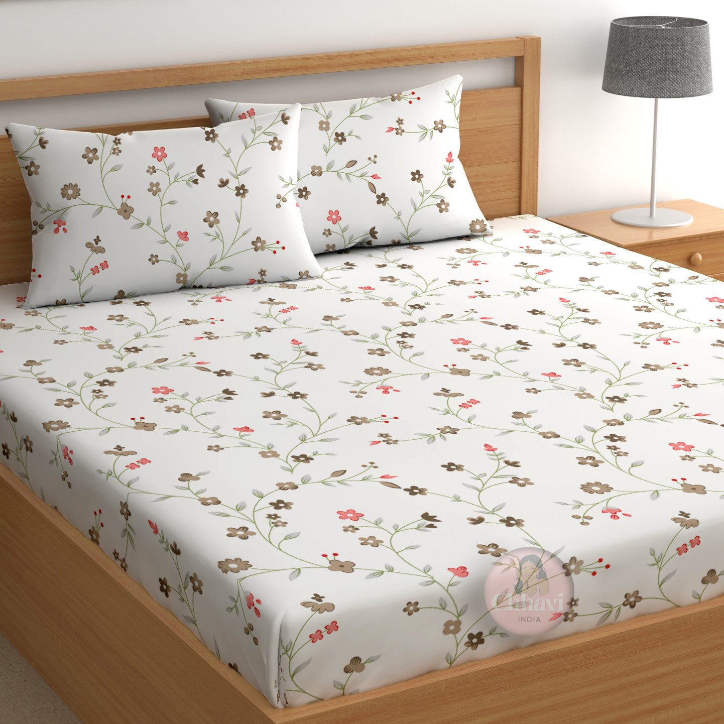 CHHAVI INDIA 210 TC Microfiber Printed Double Bedsheet With Pillow Covers