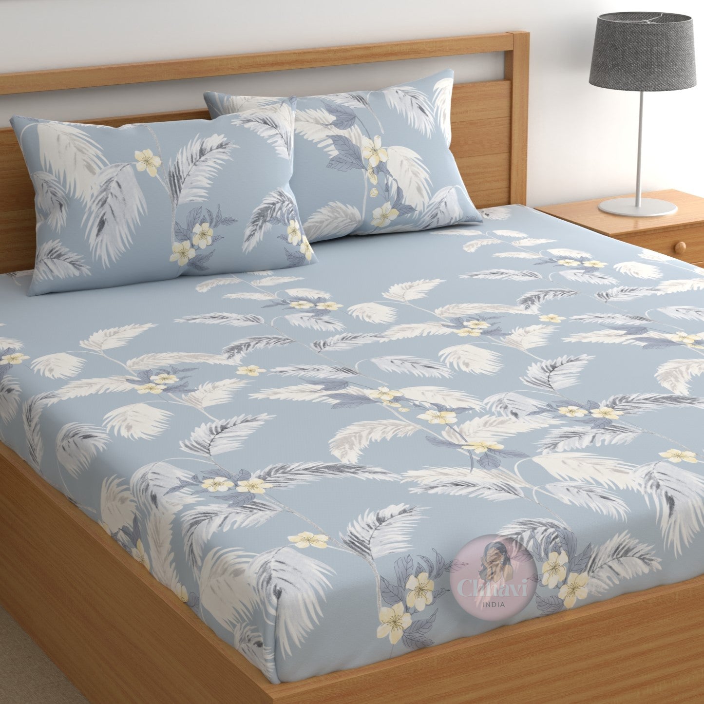CHHAVI INDIA 210 TC Microfiber Printed Double Bedsheet With 2 Pillow Covers