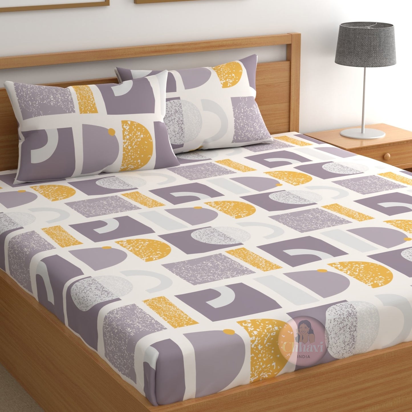 CHHAVI INDIA 210 TC Microfiber Printed King Size Bedsheet With Pillow Covers
