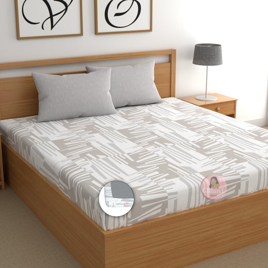 CHHAVI INDIA 210 TC Microfiber Double Fitted  Size Printed Bedsheet