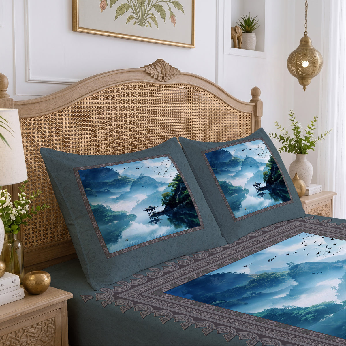 CHHAVI INDIA 210 TC Microfiber Printed King Size Bedsheet With 2 Pillow Covers