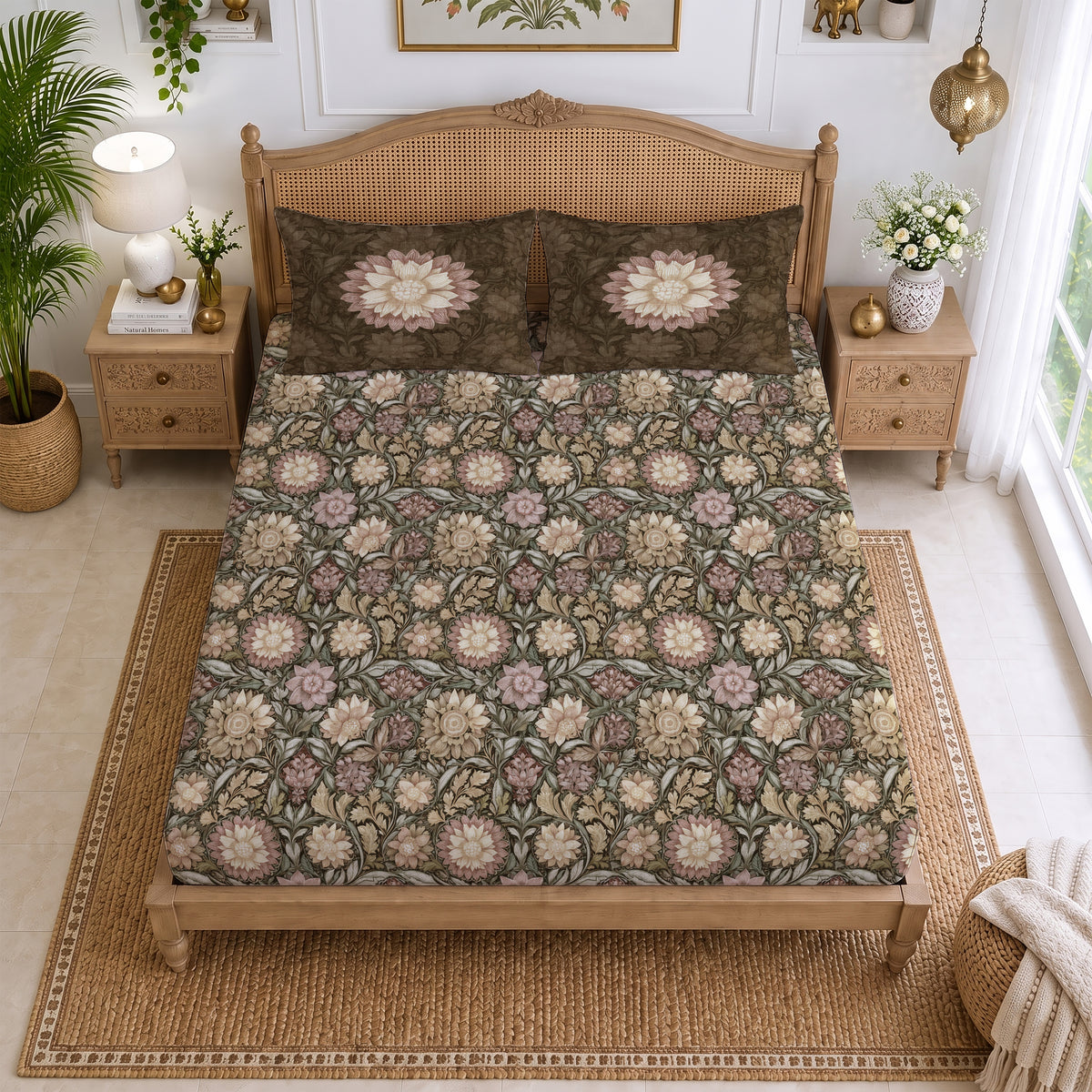 CHHAVI INDIA 210 TC Microfiber Printed King Size Bedsheet With 2 Pillow Covers