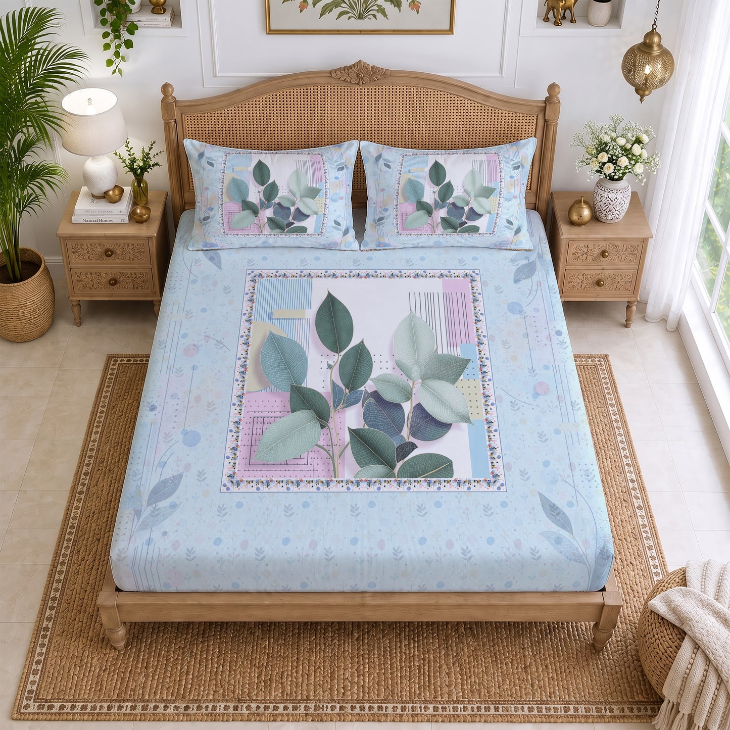 CHHAVI INDIA 210 TC Microfiber Printed King Size Bedsheet With 2 Pillow Covers